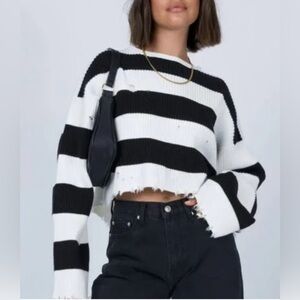 Princess Polly LONDON BRIDGE SWEATER WHITE/BLACK (s/m)